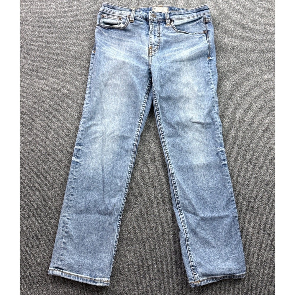 Free People Straight Leg Crop Jeans Womens 28 Blue Excellent Stretch Medium Wash